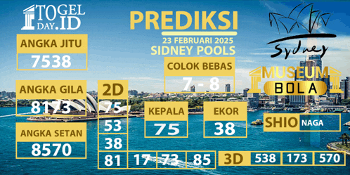 a poster for prediksi sydney pools with a picture of sydney