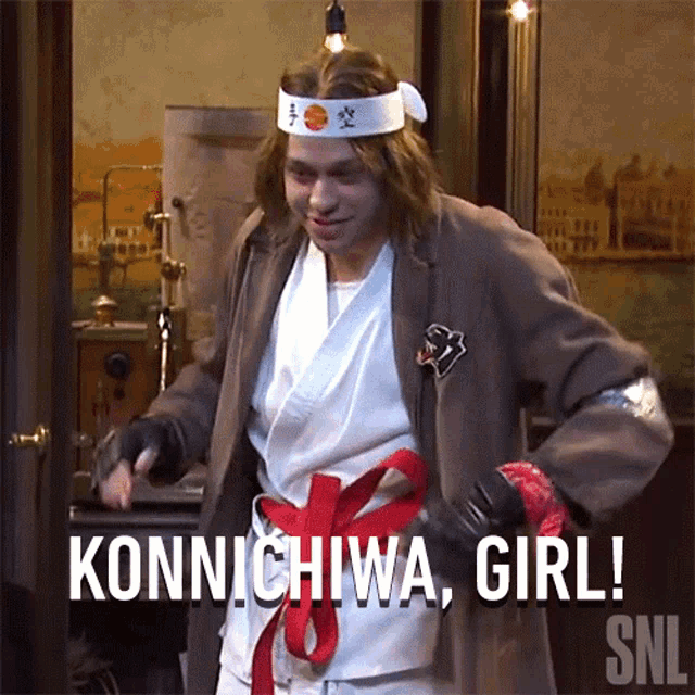 Konnichiwa Girl Pete Davidson GIF - Konnichiwa Girl Pete Davidson Saturday Night Live GIFs