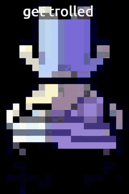 a pixel art of a person with the words get trolled below them