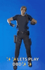a man is running with a sword in his hand and the words `` lets play dbd '' .