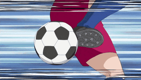 a soccer player is kicking a soccer ball in a cartoon drawing