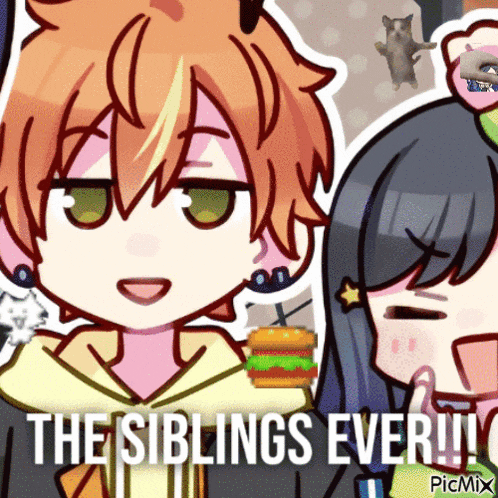 a cartoon of a boy and a girl with the words the siblings ever on the bottom
