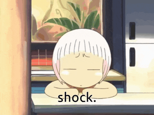 a cartoon of a girl with the word shock below her head
