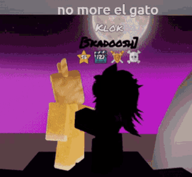 a screenshot of a video game with the words no more el gato on it