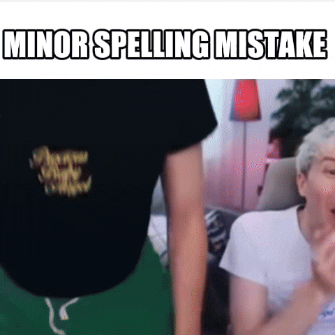 a man standing next to a woman with the words minor spelling mistake