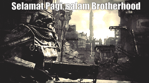 a black and white photo with the words selamat pagi salam brotherhood written on it