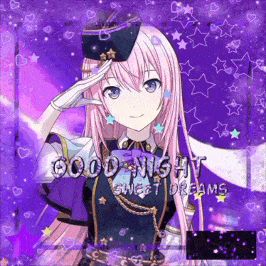 a picture of an anime girl with the words good night sweet dreams on it