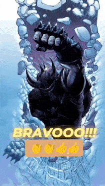 a cartoon drawing of a monster with the words bravooo written below it