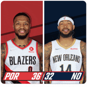 two basketball players from the blazers and new orleans are shown