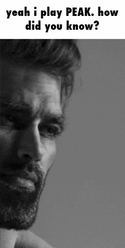 a black and white photo of a man with the caption yeah i play peak how did you know ?