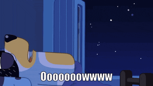 a cartoon of a dog with the words 00000owww on the bottom