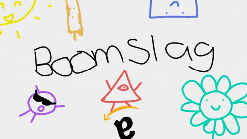 a white board with drawings on it and the words boomslag