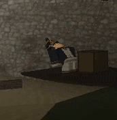 a person is laying on a couch in a room with a stone wall .