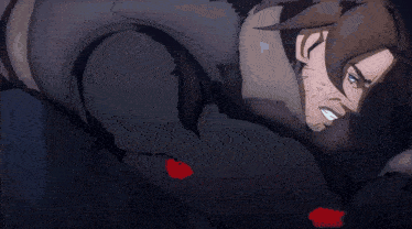 a man with a sword is laying on the ground with blood coming out of his arm