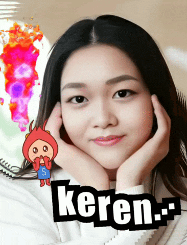 a girl with her hands on her face and the word keren on the bottom right