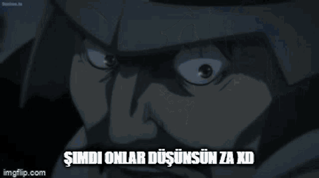 a gif of a man with the words " şimdi onlar düşündün za xd "