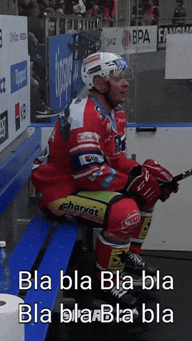 a hockey player sits on a bench with the words bla bla bla bla bla bla bla bla bla bla bla bla bla bla bla bla bla bla