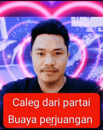 a man 's face is behind a sign that says caleg dari partai