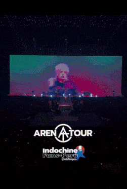 a poster for aren a tour with a man on stage