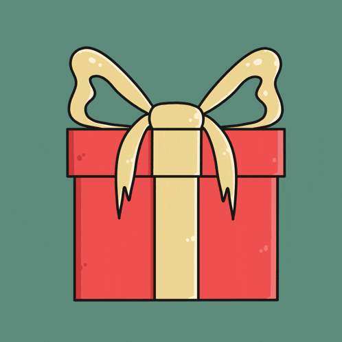 a dog is peeking out of a red gift box