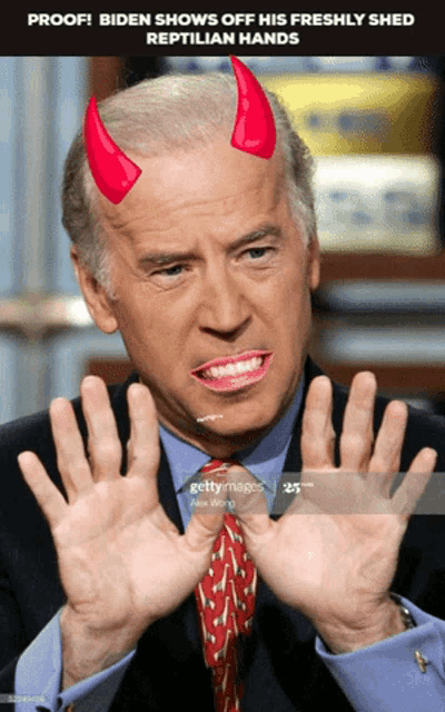 a man with devil horns on his head is making a funny face