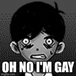 a black and white drawing of a boy with a sad face and the words `` oh no i 'm gay ''