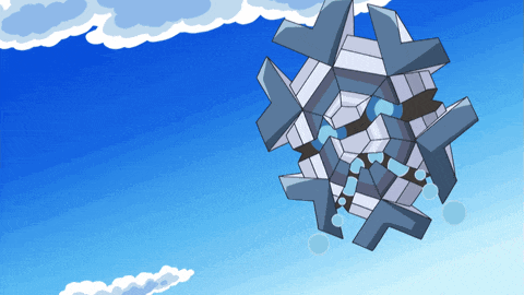 a cartoon drawing of a snowflake with a blue sky and clouds in the background