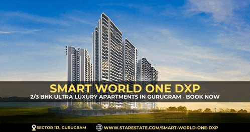 an advertisement for smart world one dxp with a picture of a building