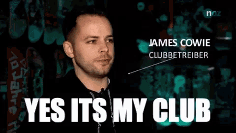 a man says yes it 's my club while standing in front of a wall
