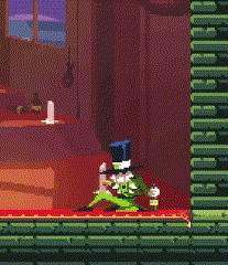 a pixel art of a skeleton wearing a top hat and sunglasses