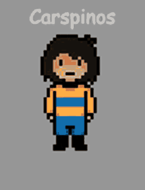 a pixel art of a person with the name carspinos on the bottom
