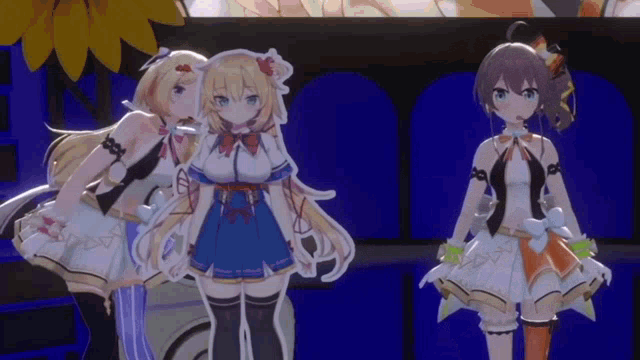 a group of anime girls standing next to each other