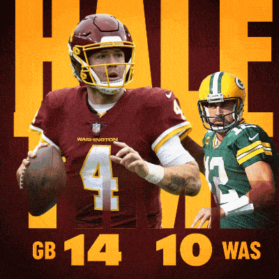 a washington football player and a green bay packers player on a poster