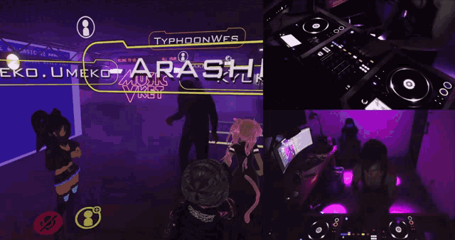 a video game called typhoonwes is being played by neko umeko and arashi
