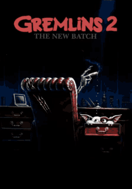 a poster for gremlins 2 shows a deer and the word gremlins