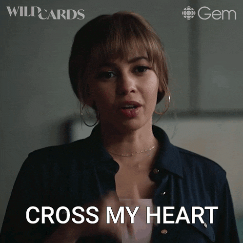 a woman says " cross my heart " in a wildcards ad