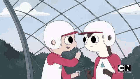 two cartoon characters shaking hands with the cn logo visible