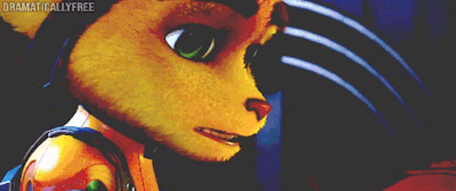 a close up of a cartoon character with dramaticallyfree written above it