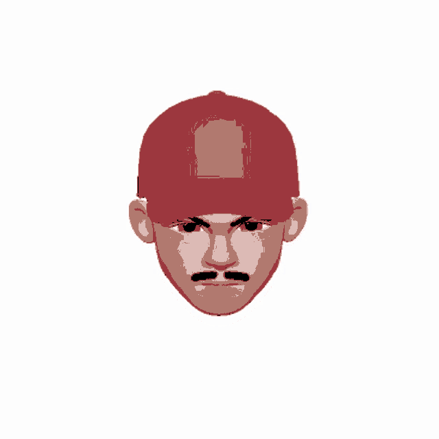 a cartoon man wearing a red hat and a mustache blowing smoke out of his mouth