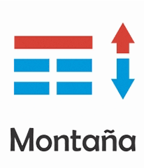a blue and red arrow with the word montana below it