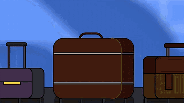 three suitcases are lined up in a row and one of them has a yellow tag that says ' tommy hilfiger '