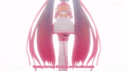 a girl in a pink dress is fighting through the night