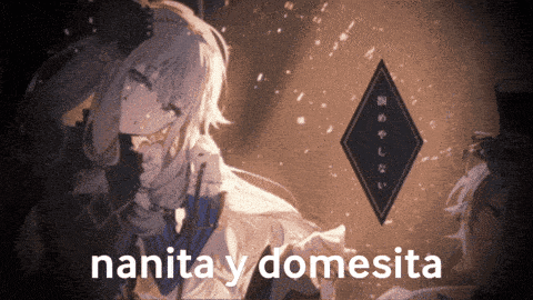 a picture of a girl with the words nanita y domestita written below her