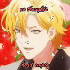 a picture of a anime character with the words " no thoughts head empty " on it