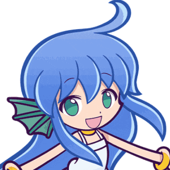 a cartoon girl with blue hair and green eyes is smiling