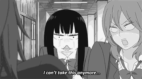 a black and white cartoon of a girl saying i can t take this anymore