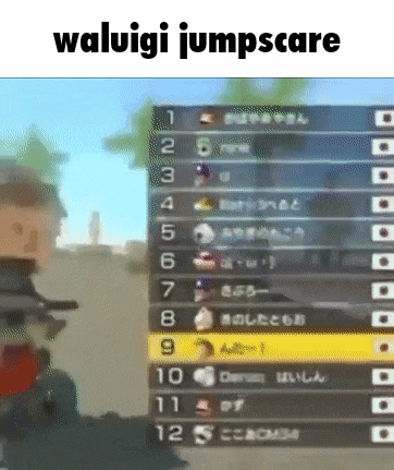 a screenshot of a video game with the words waluigi jumpscare above it