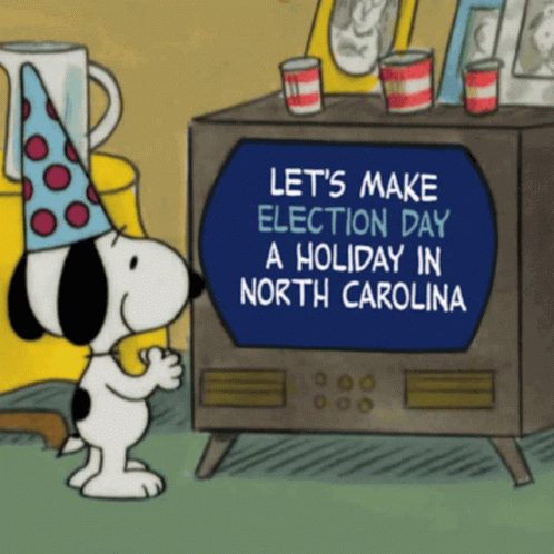 Lets Make Election Day A Holiday In North Carolina Snoopy GIF - Lets Make Election Day A Holiday In North Carolina Snoopy Happy GIFs