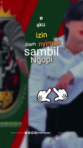 a poster with the words aku izin diam nyimak sambil ngopi on it