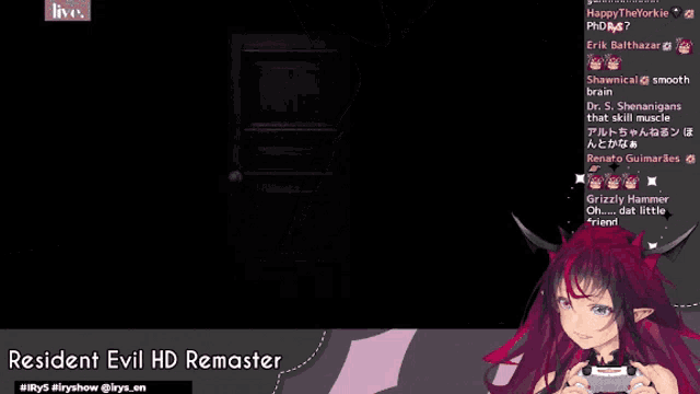 a girl with red hair and horns is holding a game controller